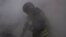 Ukraine -- Rescue workers fighting fire in Sumy region after a Russian strike, 15May2025 