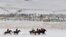 KYRGYZSTAN -- Mounted Kyrgyz riders play the traditional central Asian sport Kok-boru, know also as Buzkashi or Ulak Tartis ("goat grabbing"), near the village of Besh-Kungey, some 20km from Bishkek, February 4, 2018