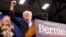 Democratic U.S. presidential candidate Senator Bernie Sanders is accompanied by his wife Jane O’Meara Sanders and other relatives as he speaks at his New Hampshire primary night rally in Manchester